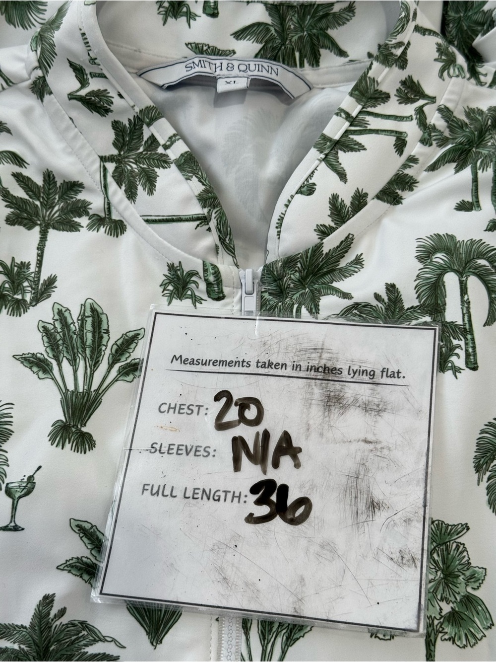 Smith&Quin XLSleeveless White Dress with Green Palm Print w Pocket 393 - Picture 9 of 9